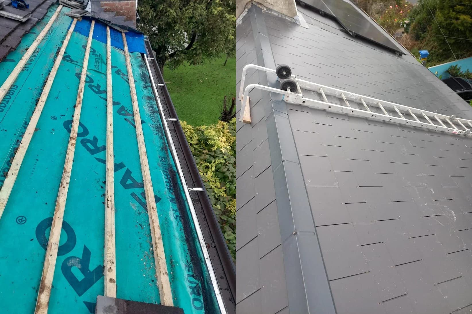 Roof replacement — before and after